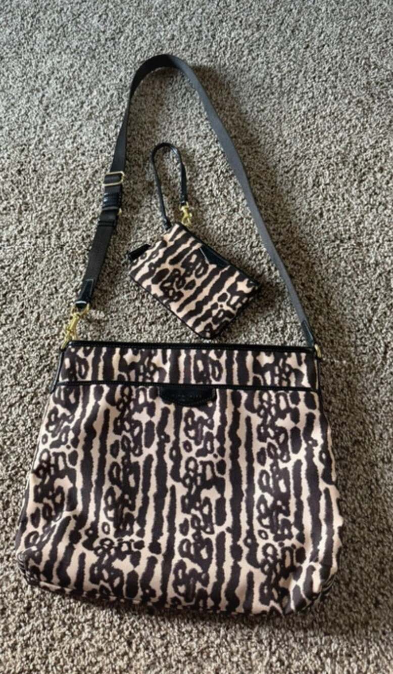 Coach Ocelot Leopard Print Crossbody Bag With Wristlet